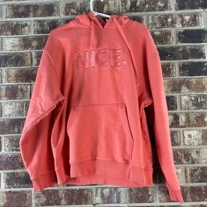 Nice Kicks Salmon Melon Nice. Text Bubble Embroidery Pull Over Hoodie Sweater L